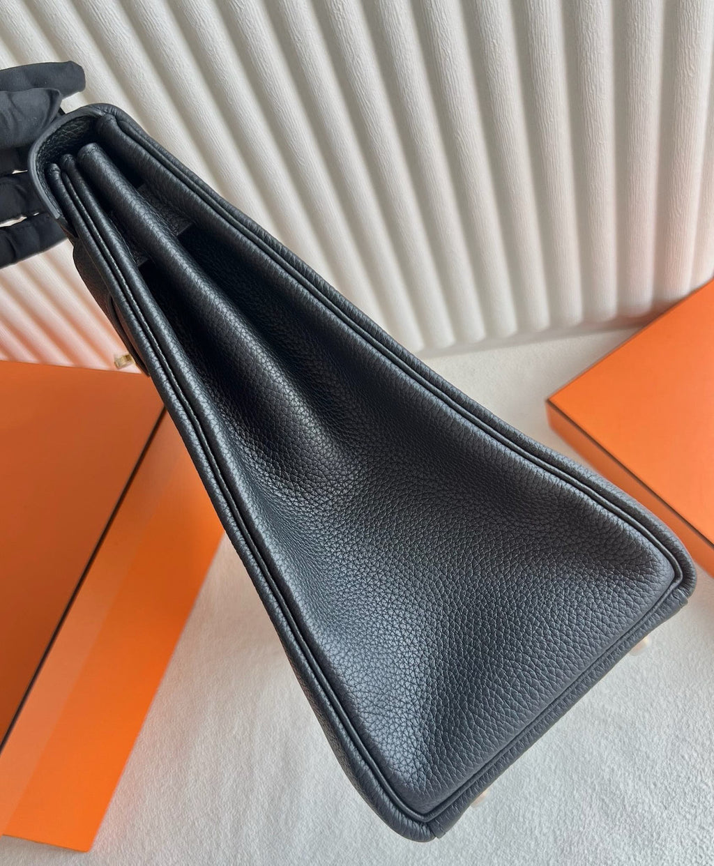 Hermes Sellier Kelly 40 Black Togo Gold Hardware