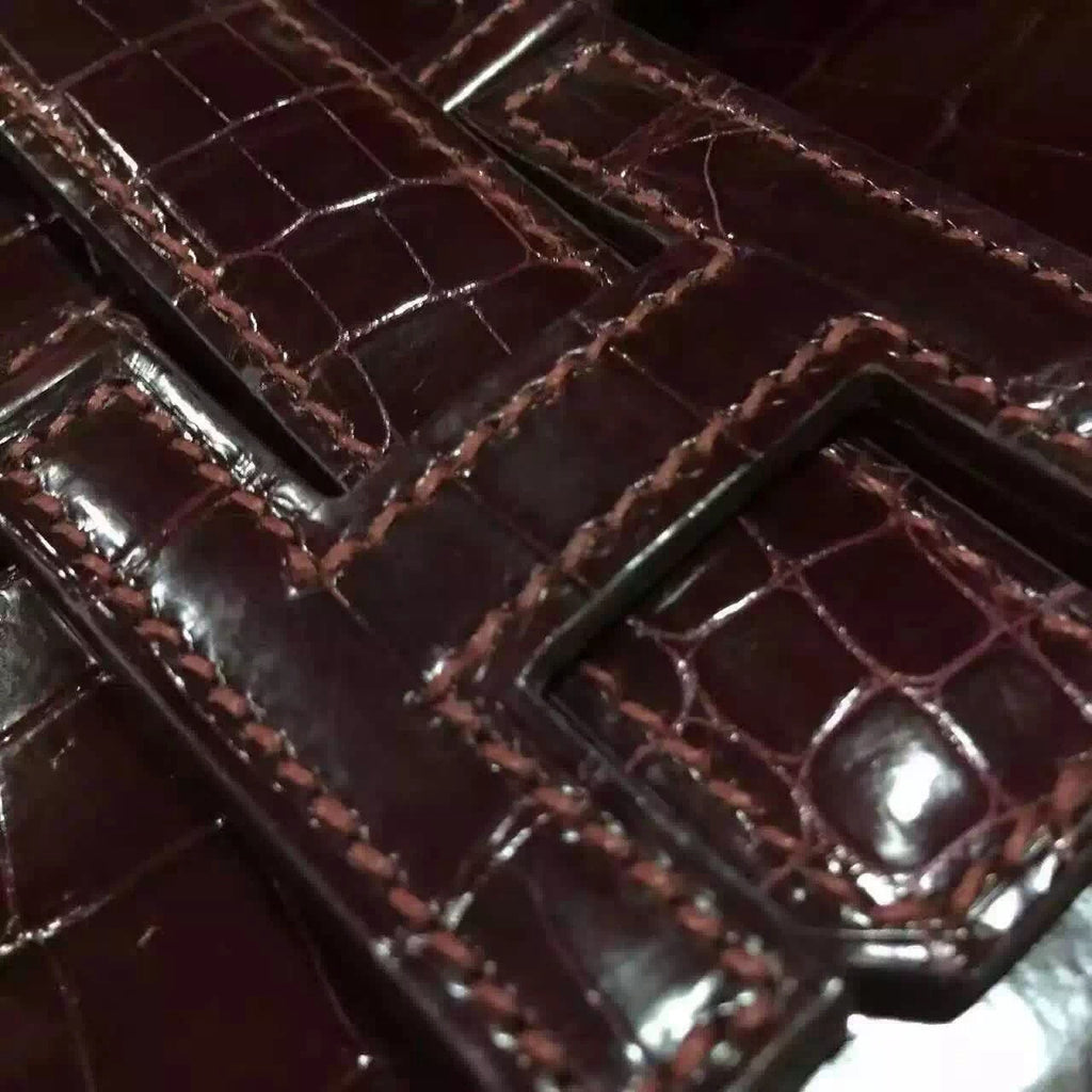 Hermes Bordeaux Rouge JIGE ELAN 29 cm shiny gorgeous porosus crocodile