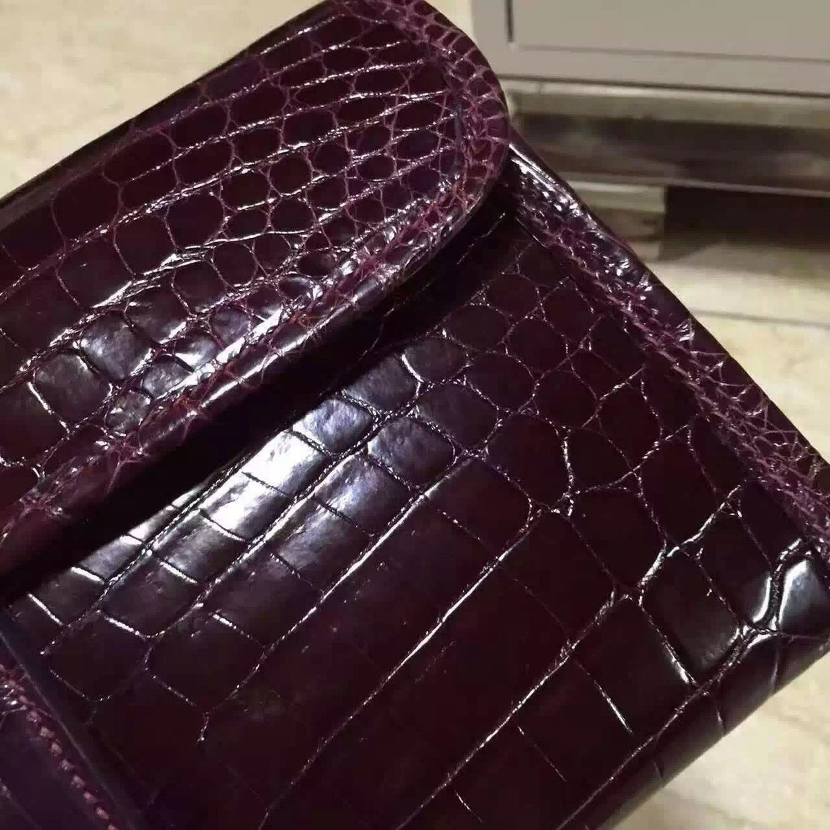 Hermes Bordeaux Rouge JIGE ELAN 29 cm shiny gorgeous porosus crocodile