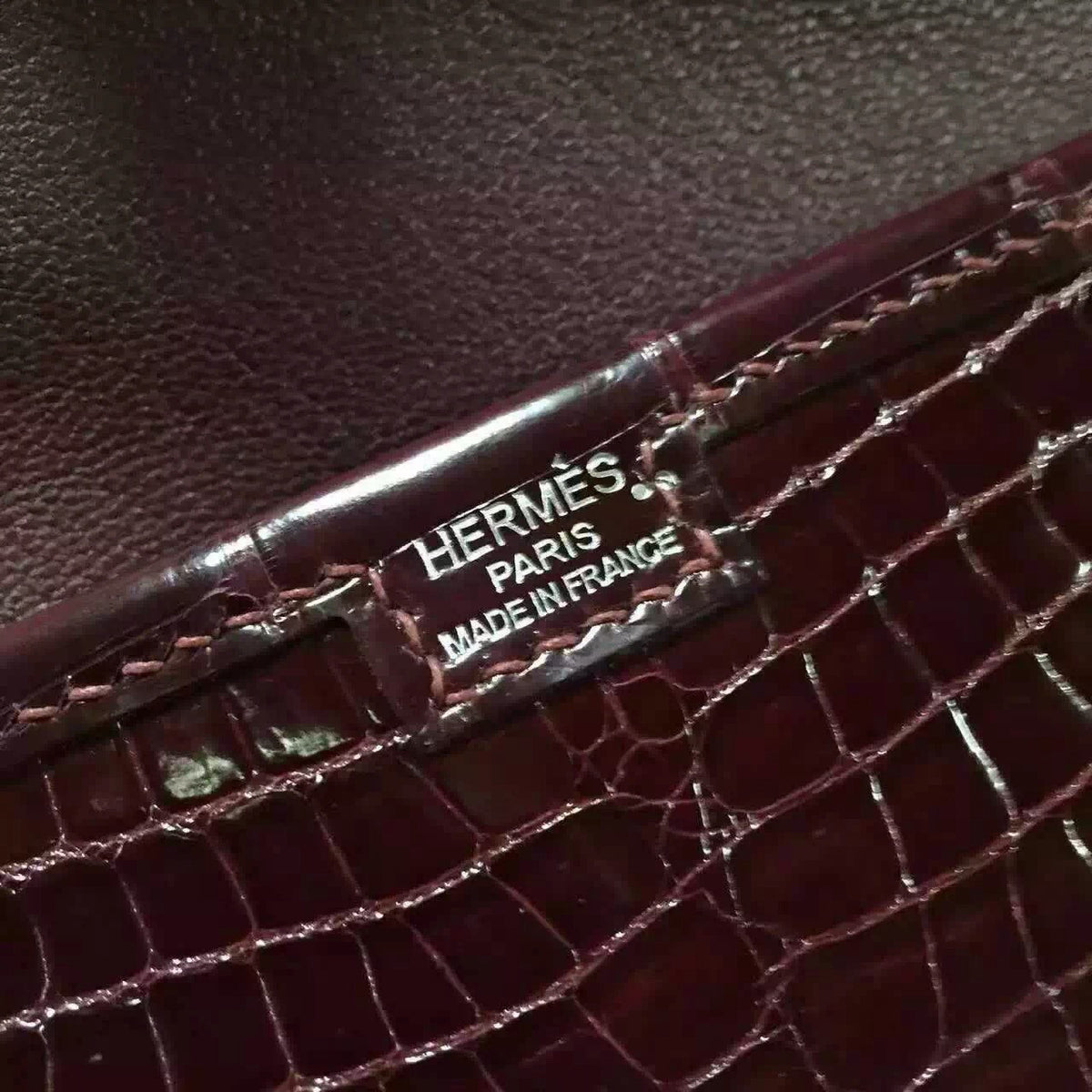 Hermes Bordeaux Rouge JIGE ELAN 29 cm shiny gorgeous porosus crocodile