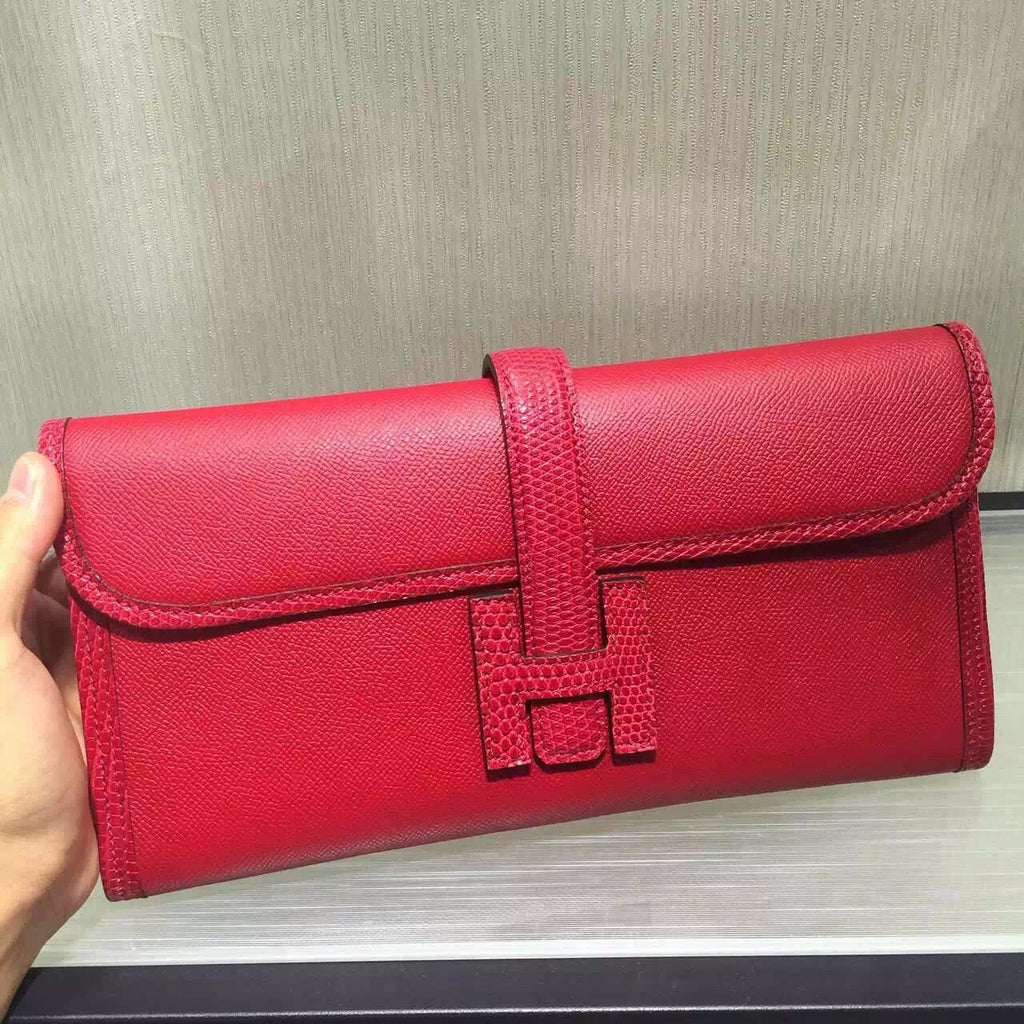 Hermes Rouge Moyen JIGE ELAN 29 cm Epsom with Lizard leather Hardware