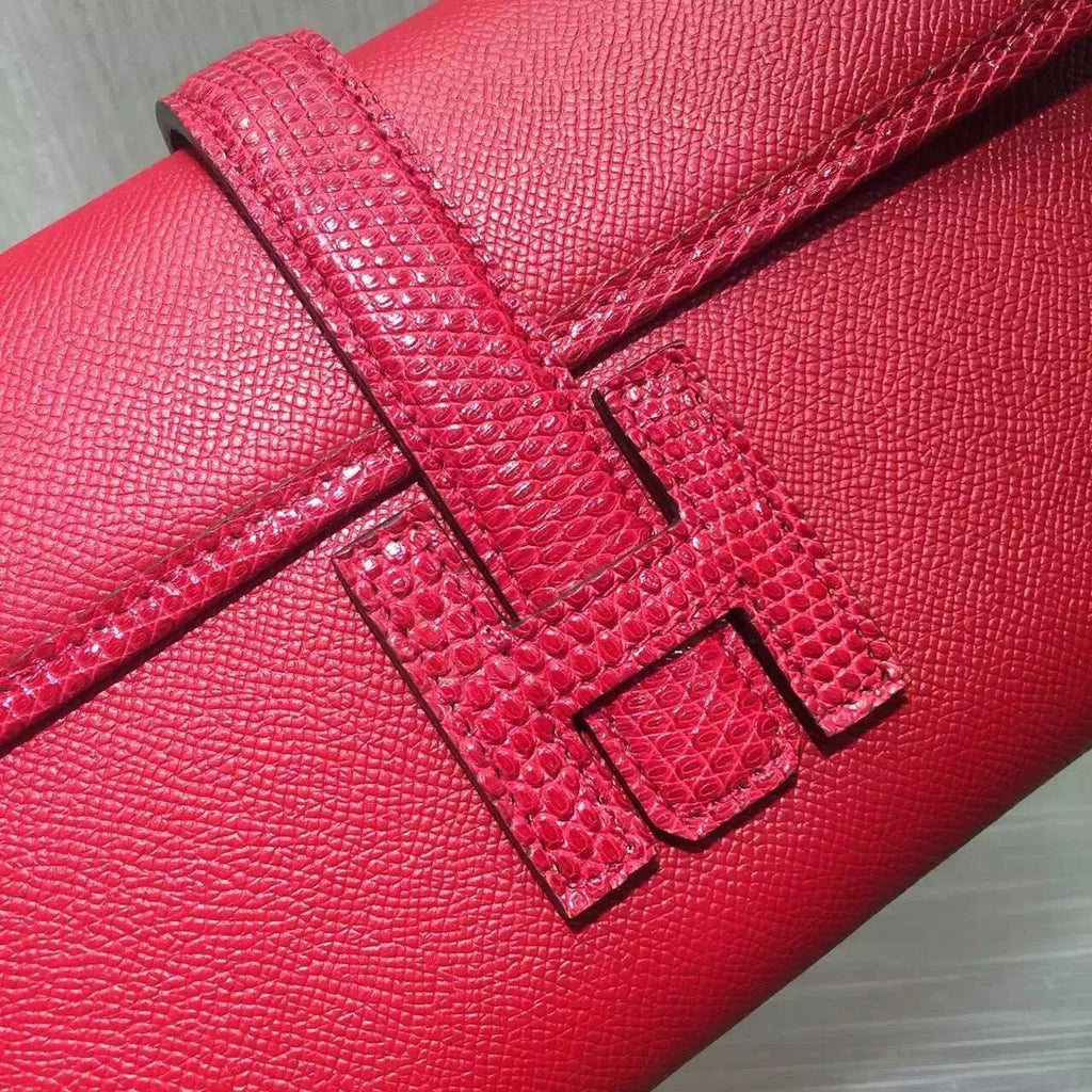 Hermes Rouge Moyen JIGE ELAN 29 cm Epsom with Lizard leather Hardware