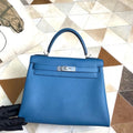 Hermès Blue Izmir Kelly 25  Togo Palladium Hardware