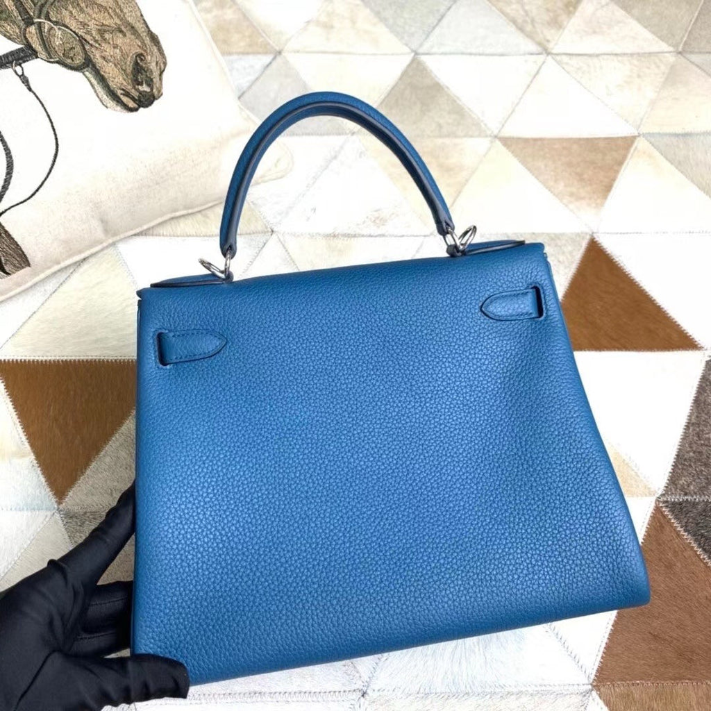 Hermès Blue Izmir Kelly 25  Togo Palladium Hardware