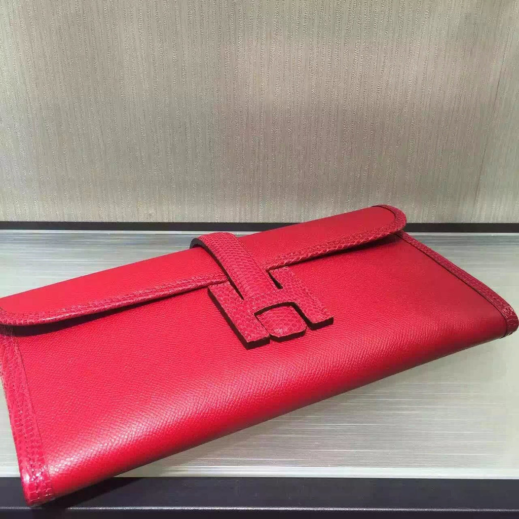 Hermes Rouge Moyen JIGE ELAN 29 cm Epsom with Lizard leather Hardware