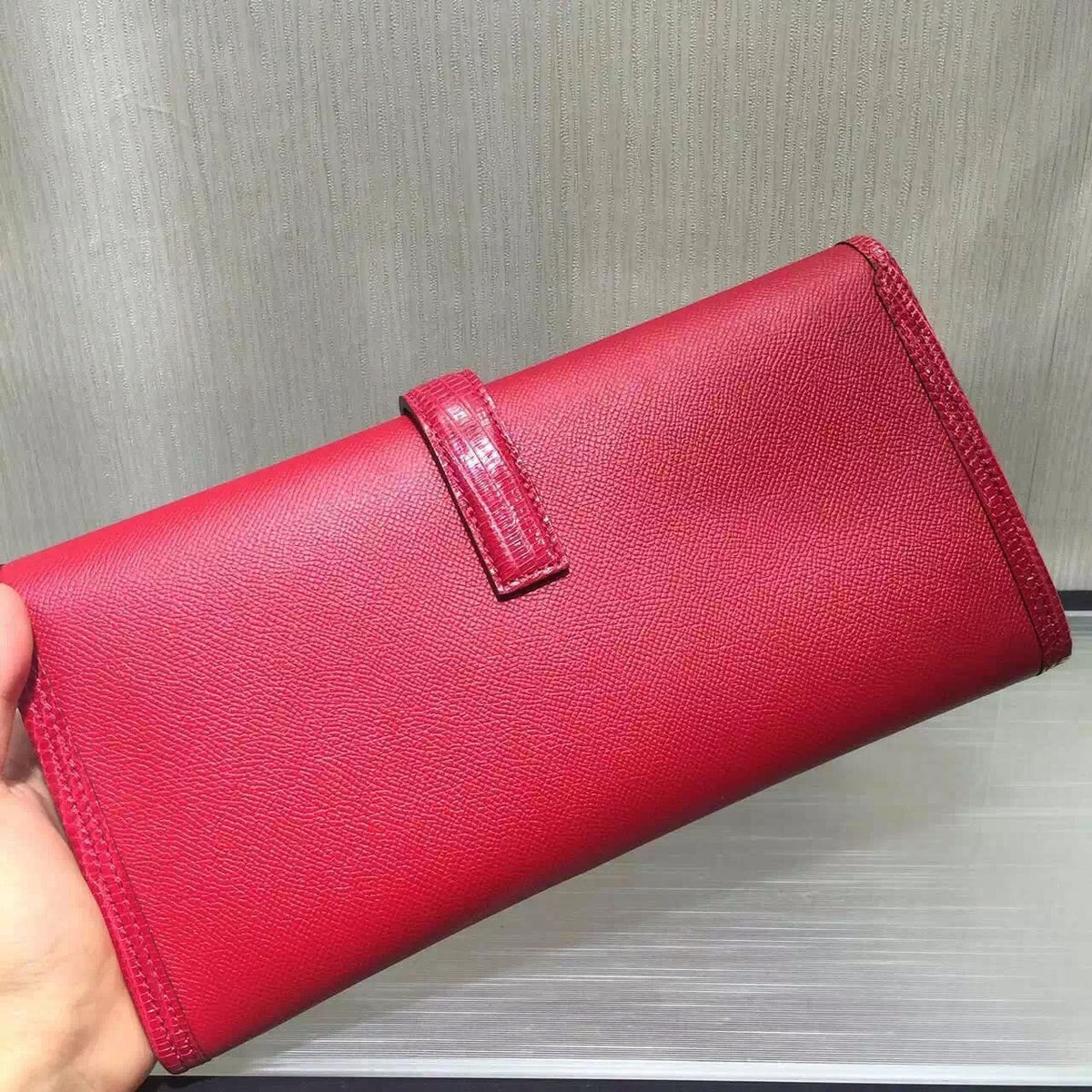 Hermes Rouge Moyen JIGE ELAN 29 cm Epsom with Lizard leather Hardware