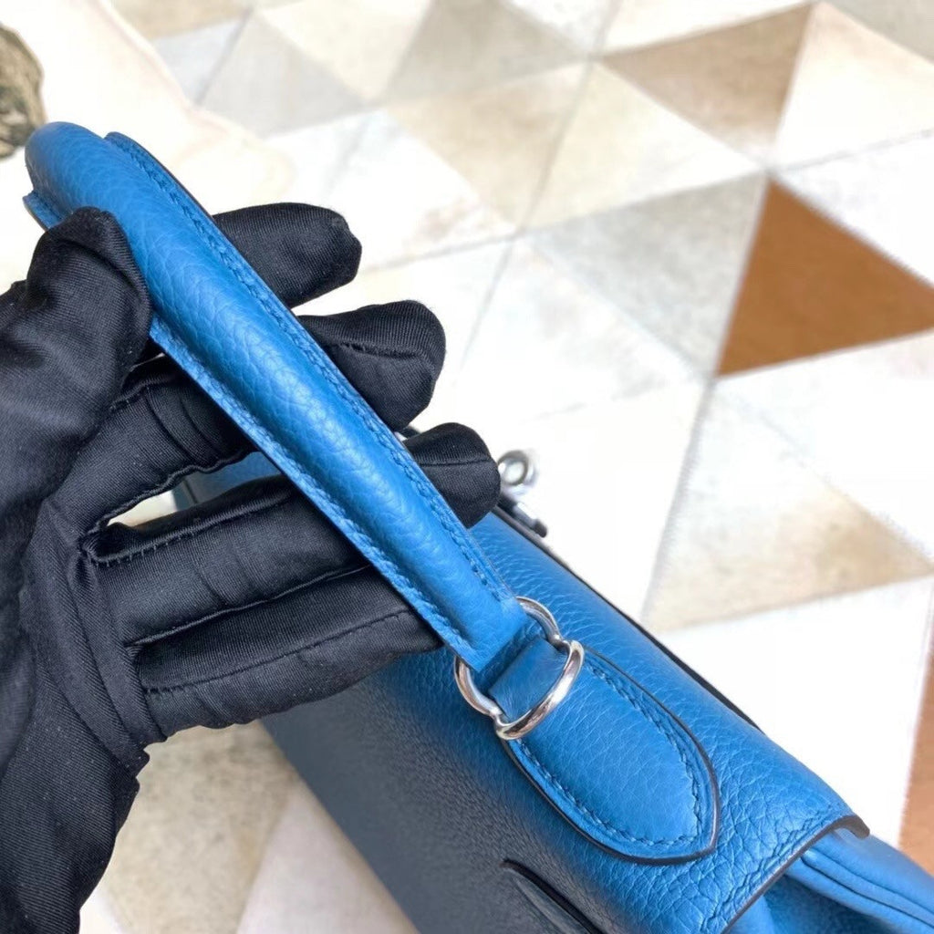 Hermès Blue Izmir Kelly 25  Togo Palladium Hardware