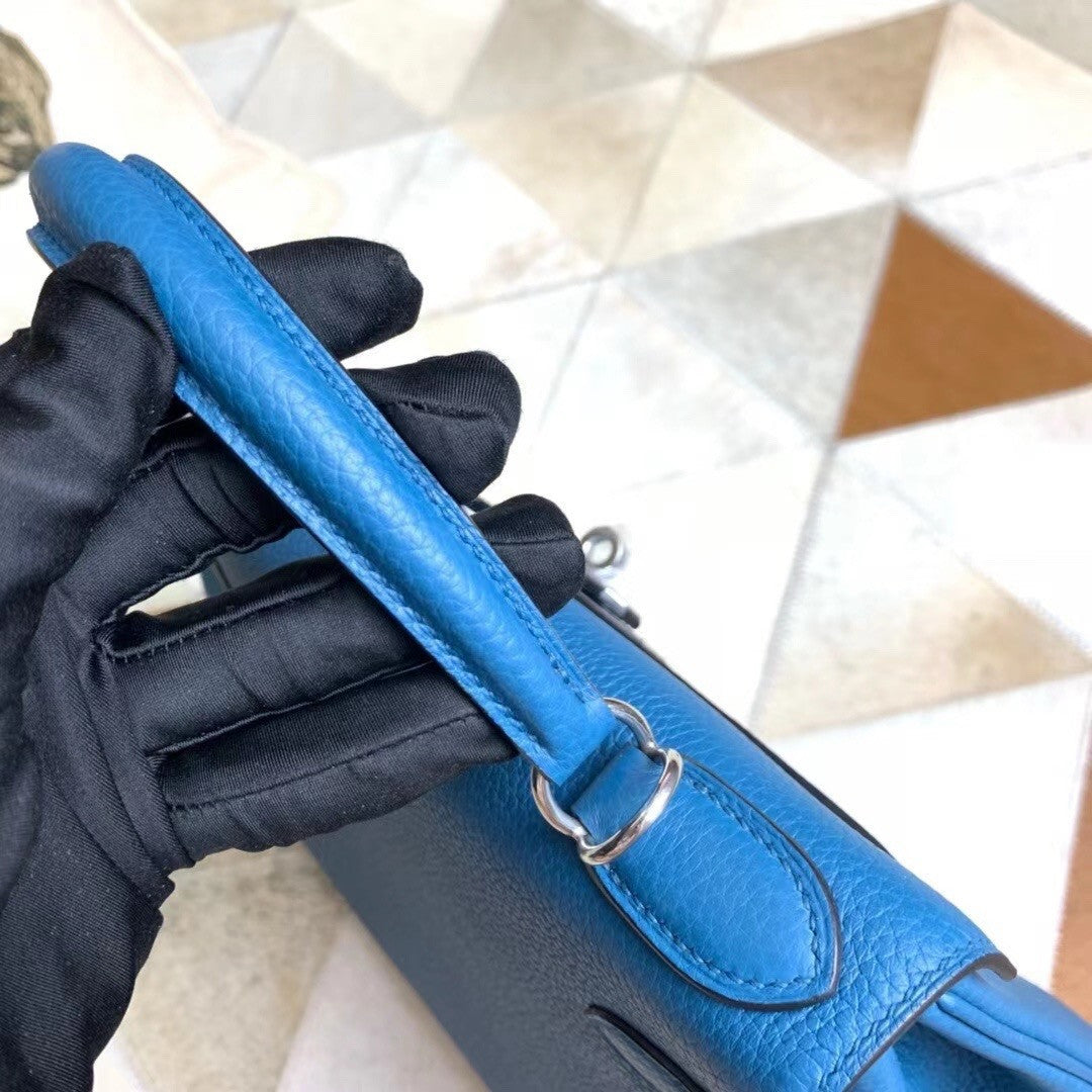 Hermès Blue Izmir Kelly 25  Togo Palladium Hardware