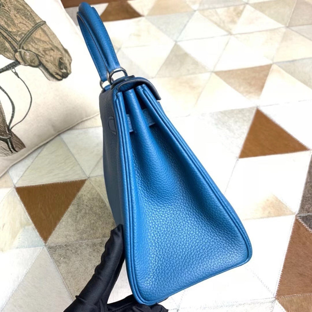 Hermès Blue Izmir Kelly 25  Togo Palladium Hardware