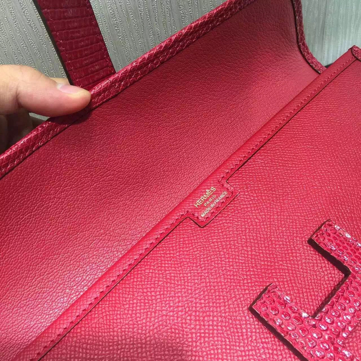 Hermes Rouge Moyen JIGE ELAN 29 cm Epsom with Lizard leather Hardware