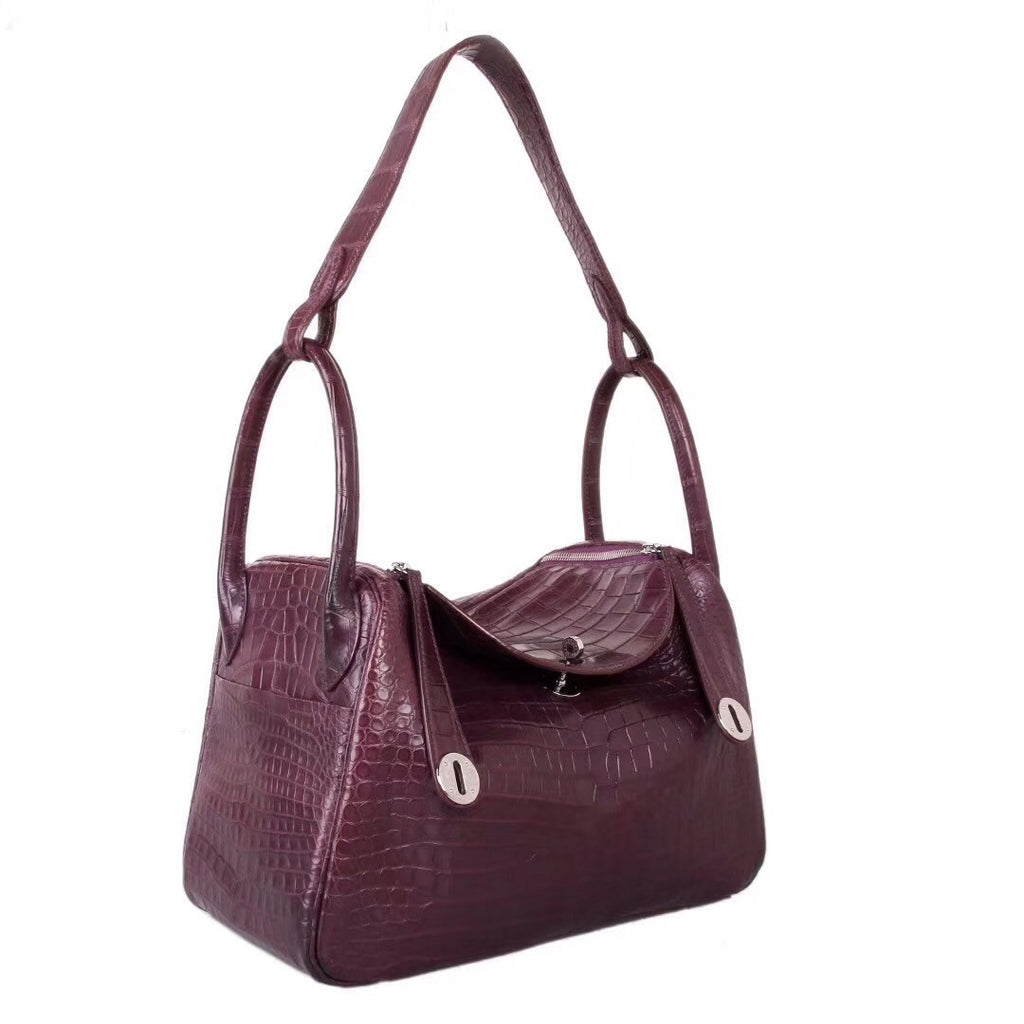 Hermes  Porosus Crocodile LINDY 30 Bag With Palladium  Hardware