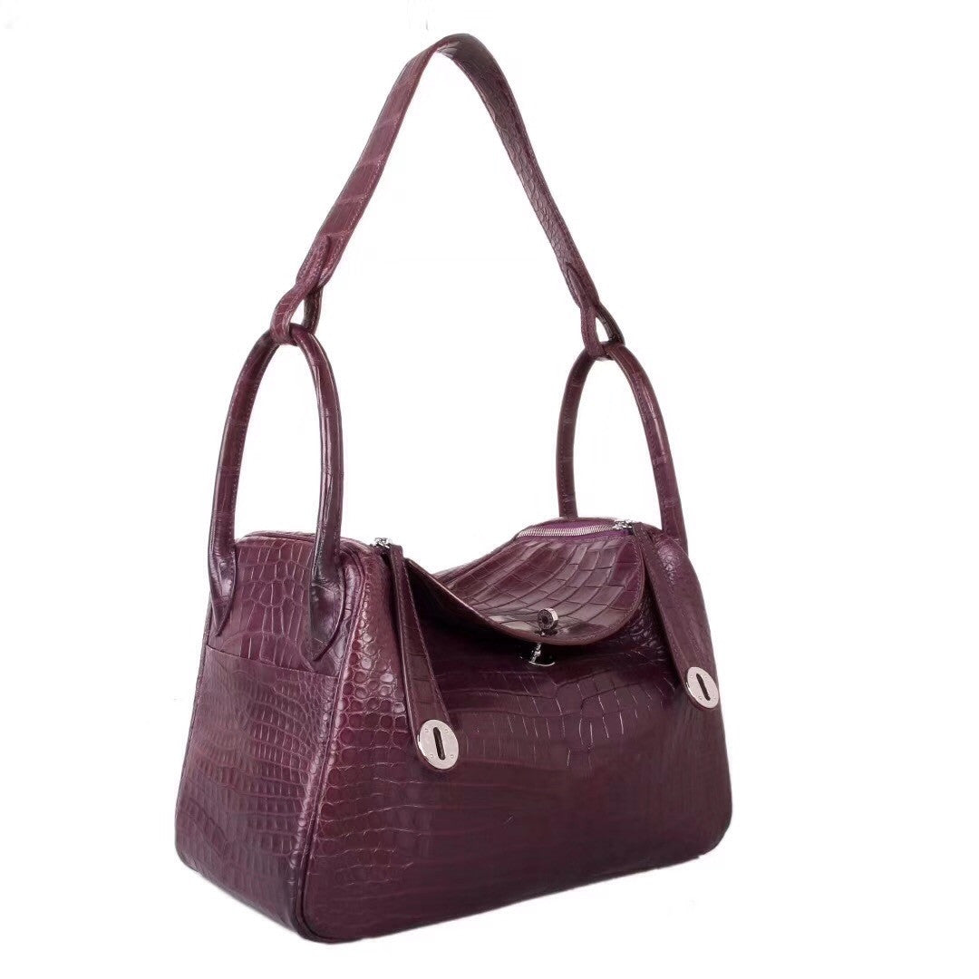Hermes  Porosus Crocodile LINDY 30 Bag With Palladium  Hardware