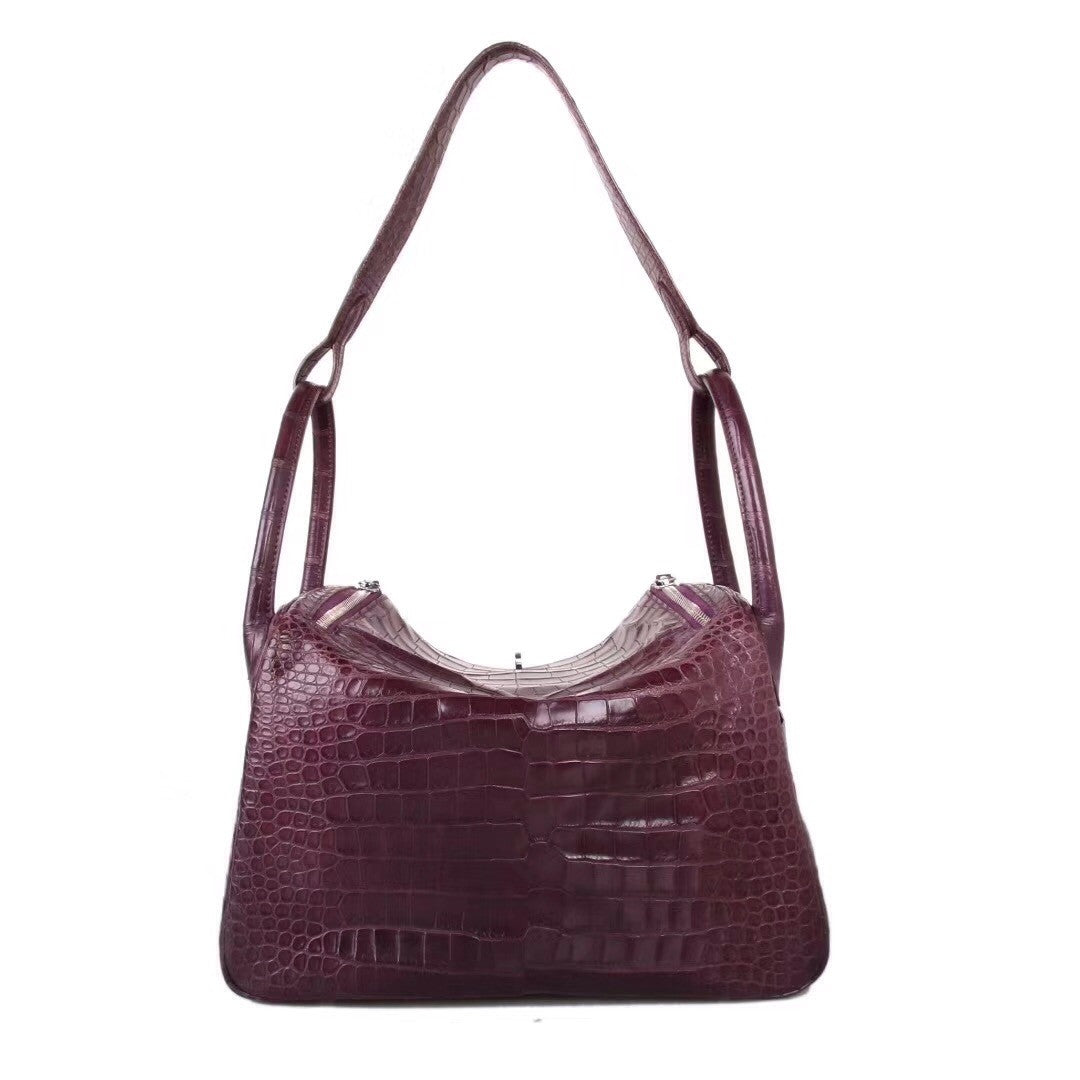 Hermes  Porosus Crocodile LINDY 30 Bag With Palladium  Hardware