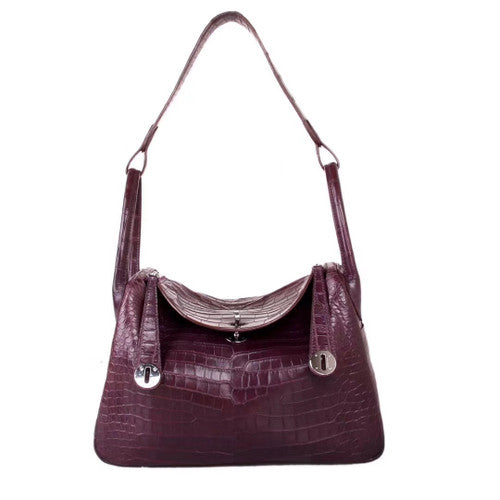 Hermes  Porosus Crocodile LINDY 30 Bag With Palladium  Hardware