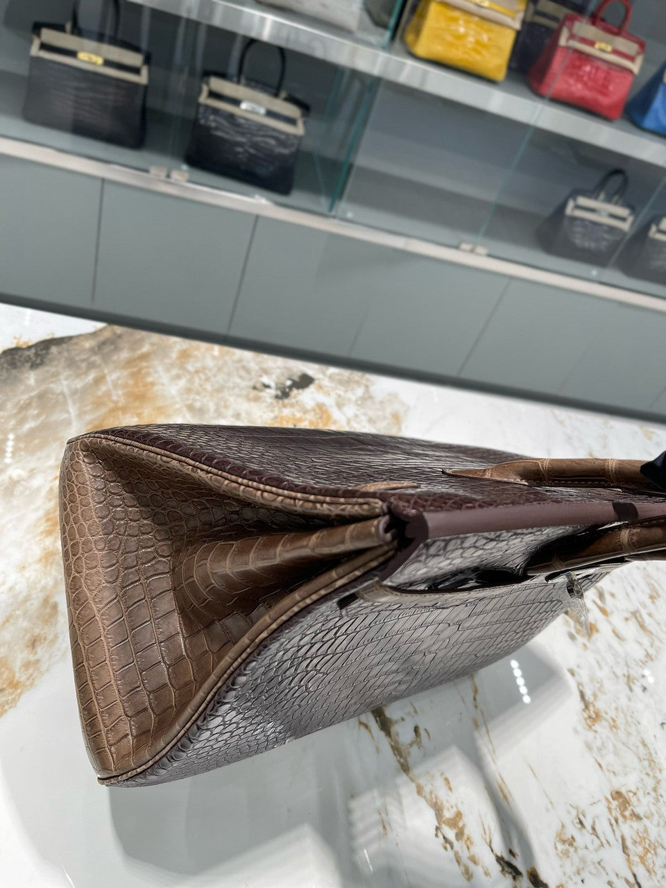 Hermes Bi-coloured Birkin 40 in Porosus  Crocodile with Palladium hardware