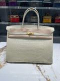 HERMÈS Craie Alligator Birkin 40 Gold Hardware