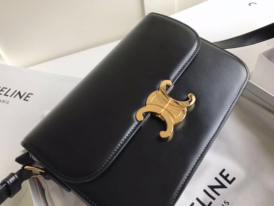 Celine MEDIUM TRIOMPHE BAG IN SHINY CALFSKIN BLACK