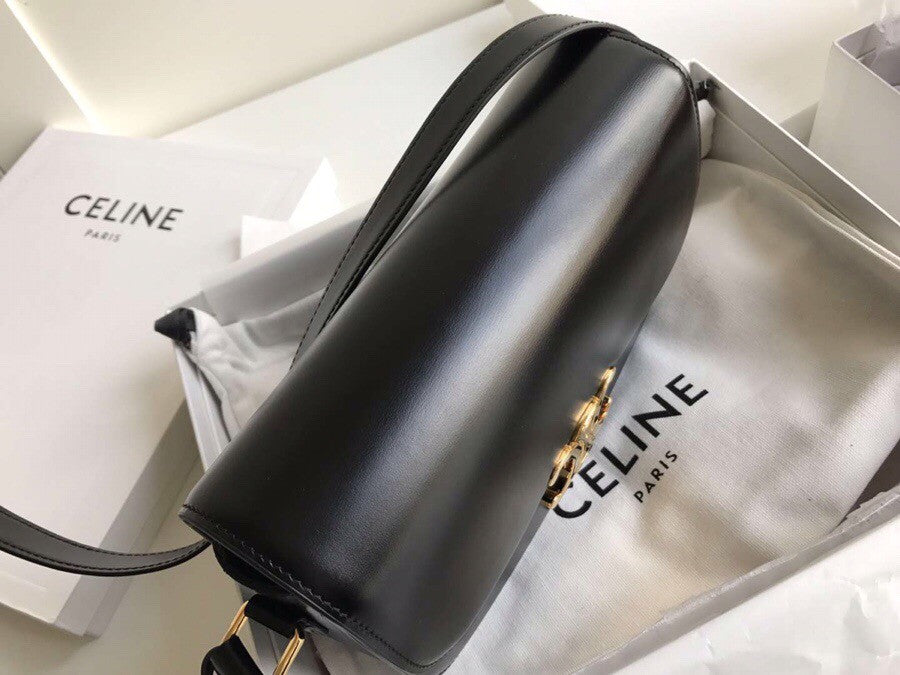 Celine MEDIUM TRIOMPHE BAG IN SHINY CALFSKIN BLACK