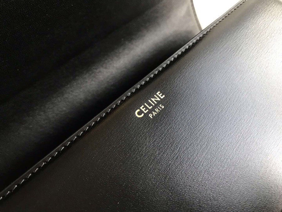 Celine MEDIUM TRIOMPHE BAG IN SHINY CALFSKIN BLACK