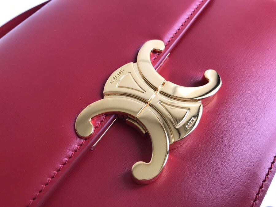 Celine MEDIUM TRIOMPHE BAG IN SHINY CALFSKIN RED