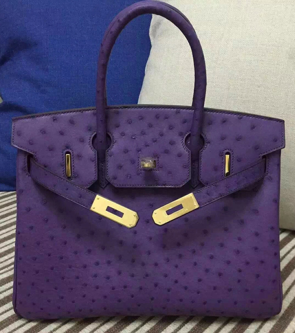 Hermes Violet Birkin 30cm KK Ostrich Leather Gold Hardware
