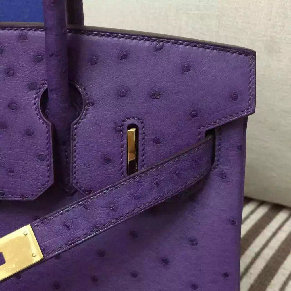 Hermes Violet Birkin 30cm KK Ostrich Leather Gold Hardware