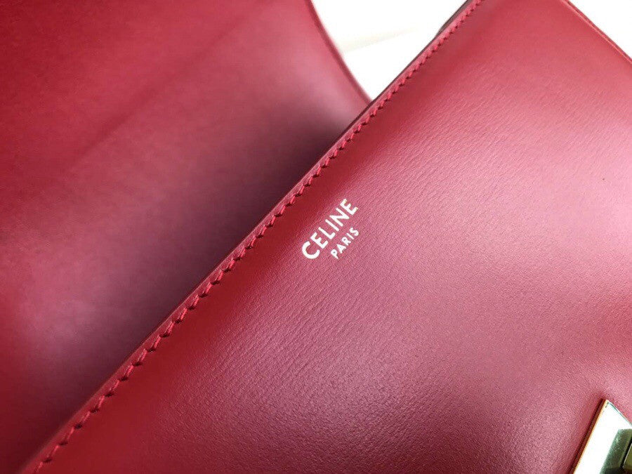 Celine MEDIUM TRIOMPHE BAG IN SHINY CALFSKIN RED
