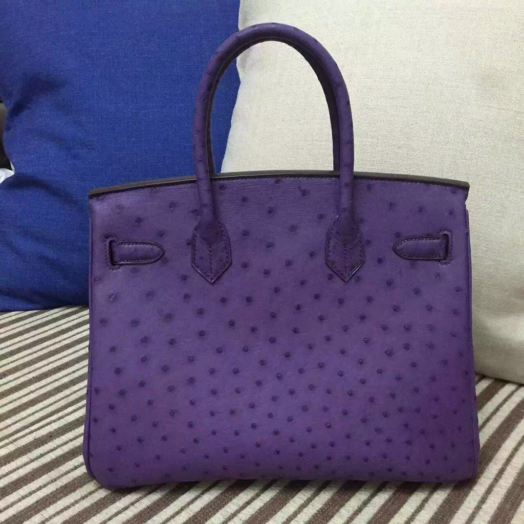 Hermes Violet Birkin 30cm KK Ostrich Leather Gold Hardware