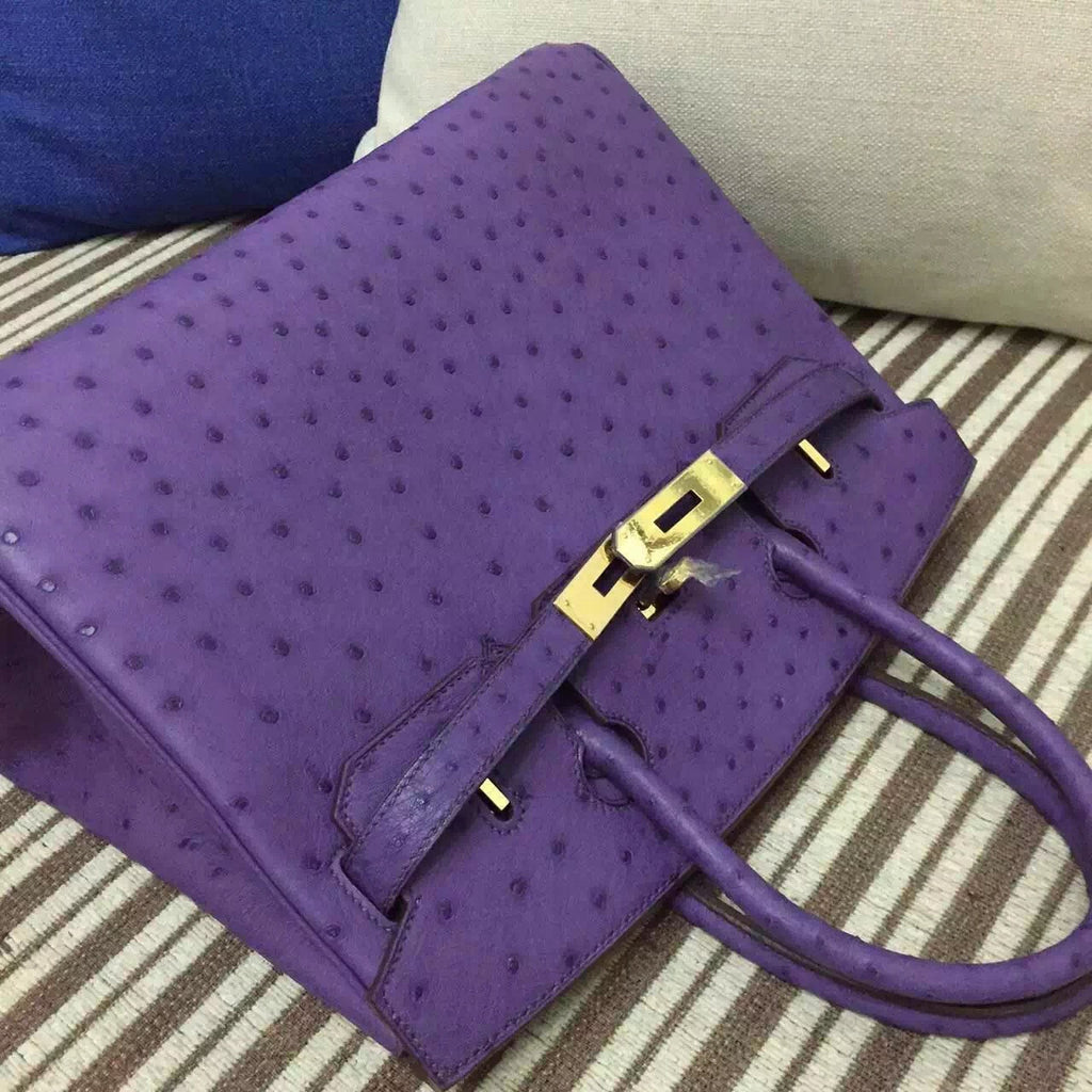 Hermes Violet Birkin 30cm KK Ostrich Leather Gold Hardware