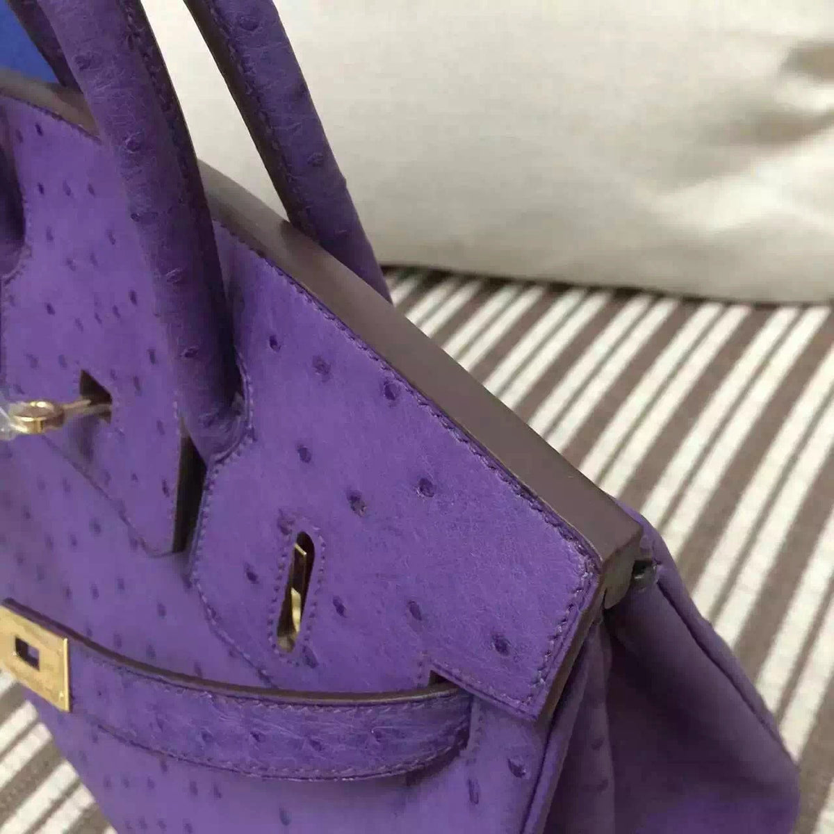 Hermes Violet Birkin 30cm KK Ostrich Leather Gold Hardware