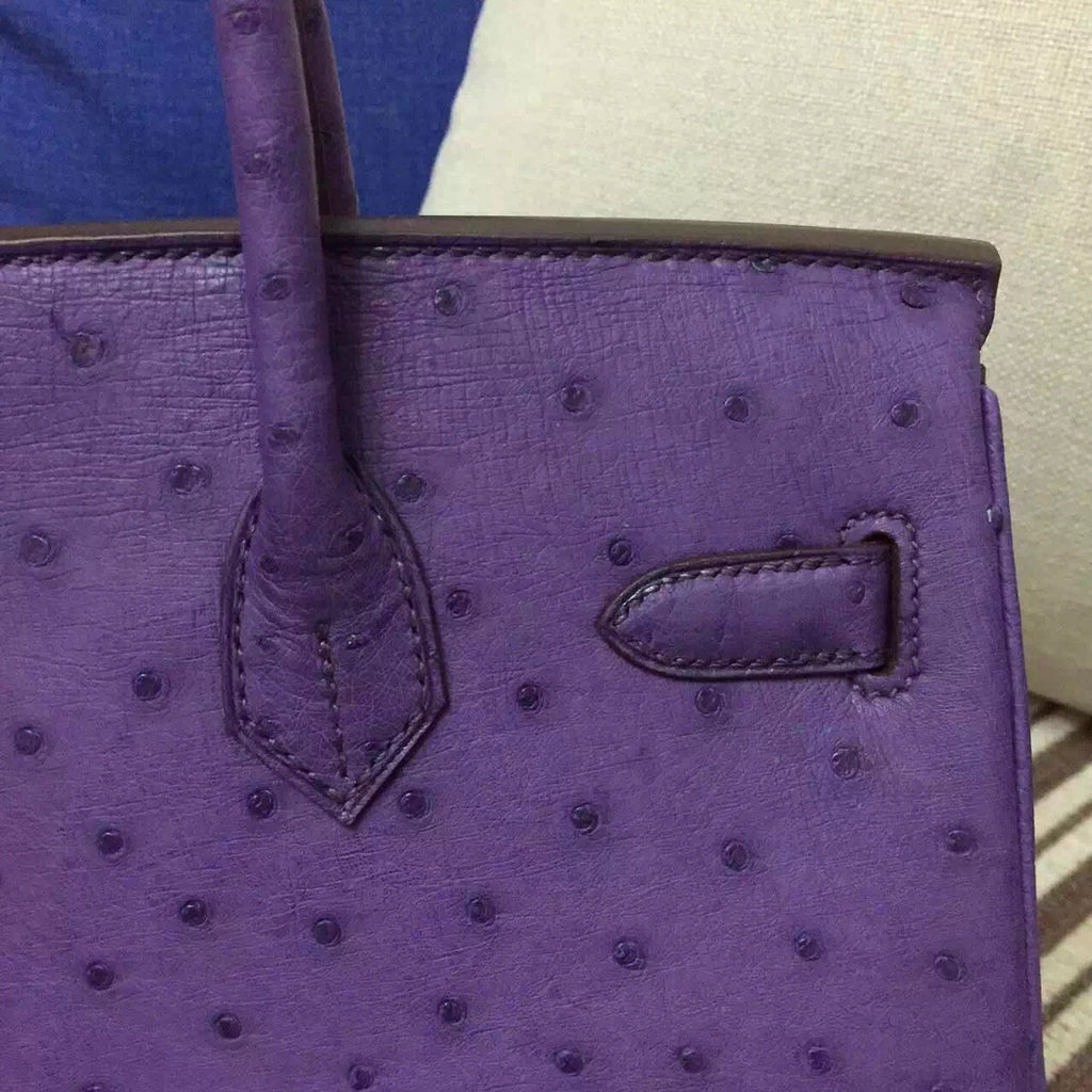 Hermes Violet Birkin 30cm KK Ostrich Leather Gold Hardware