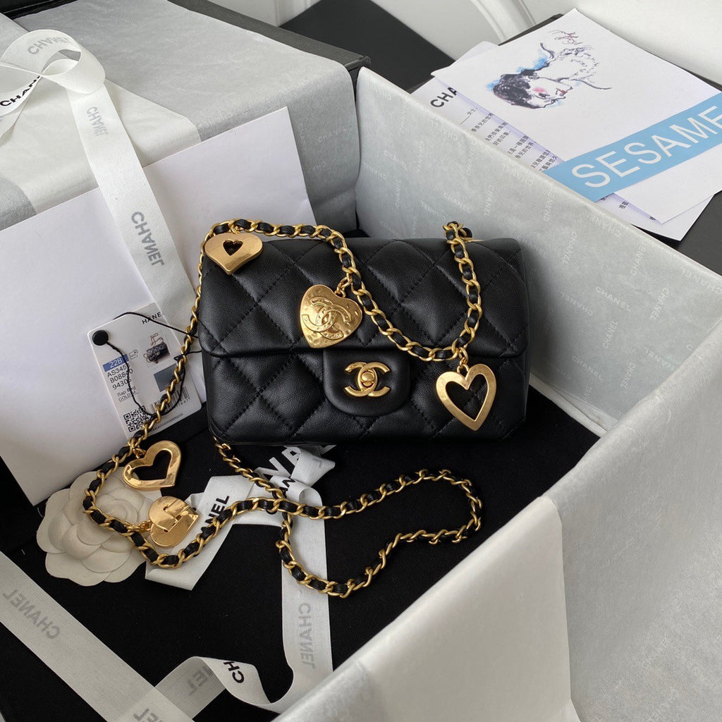 Chanel MINI FLAP BAG with Charms Black Lambskin