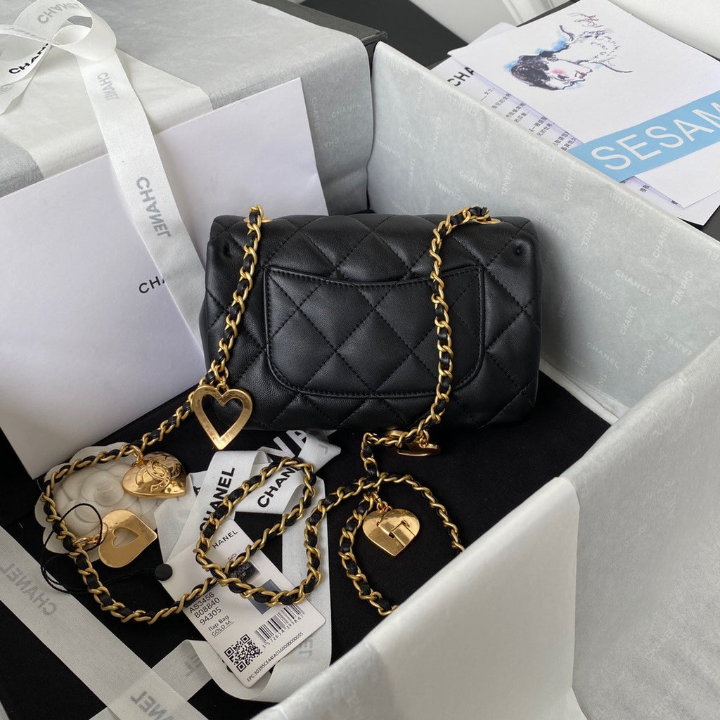 Chanel MINI FLAP BAG with Charms Black Lambskin