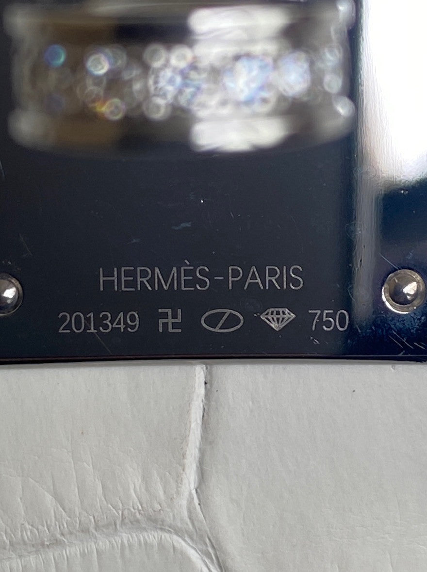 Hermes Kelly Bag 25cm Matte Himalaya Nilo Crocodile Retourne with Diamond Hardware
