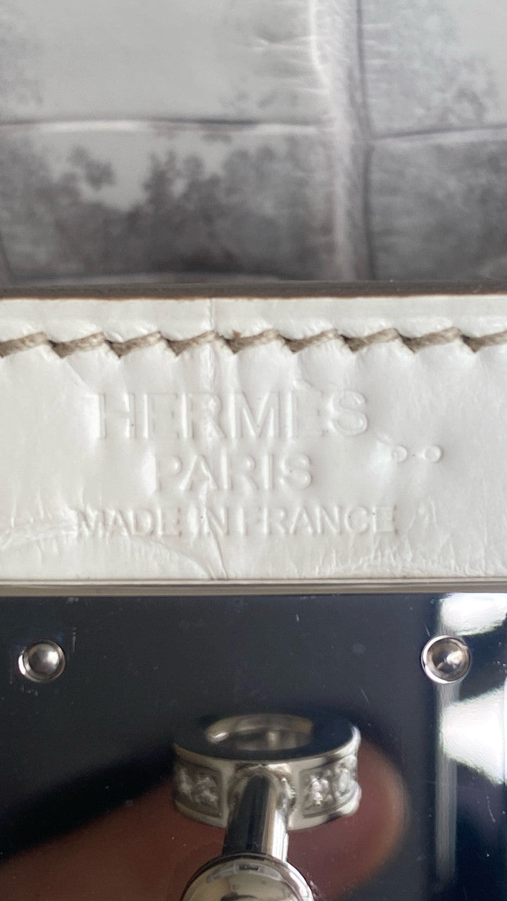 Hermes Kelly Bag 25cm Matte Himalaya Nilo Crocodile Retourne with Diamond Hardware
