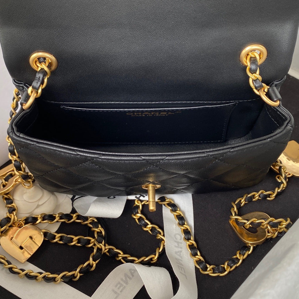 Chanel MINI FLAP BAG with Charms Black Lambskin