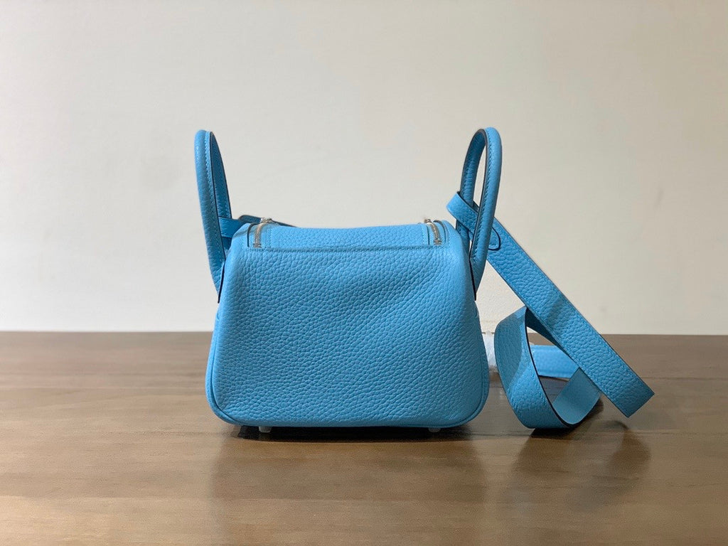 Hermes Mini Lindy 20cm Bag Blue de Nord Togo Palladium Hardware