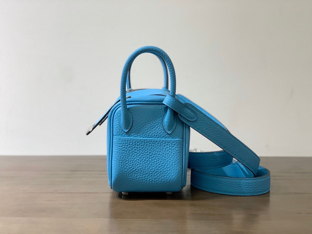 Hermes Mini Lindy 20cm Bag Blue de Nord Togo Palladium Hardware