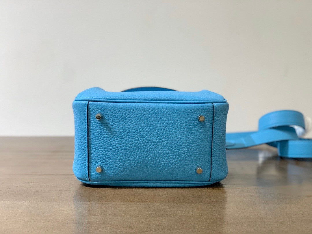 Hermes Mini Lindy 20cm Bag Blue de Nord Togo Palladium Hardware