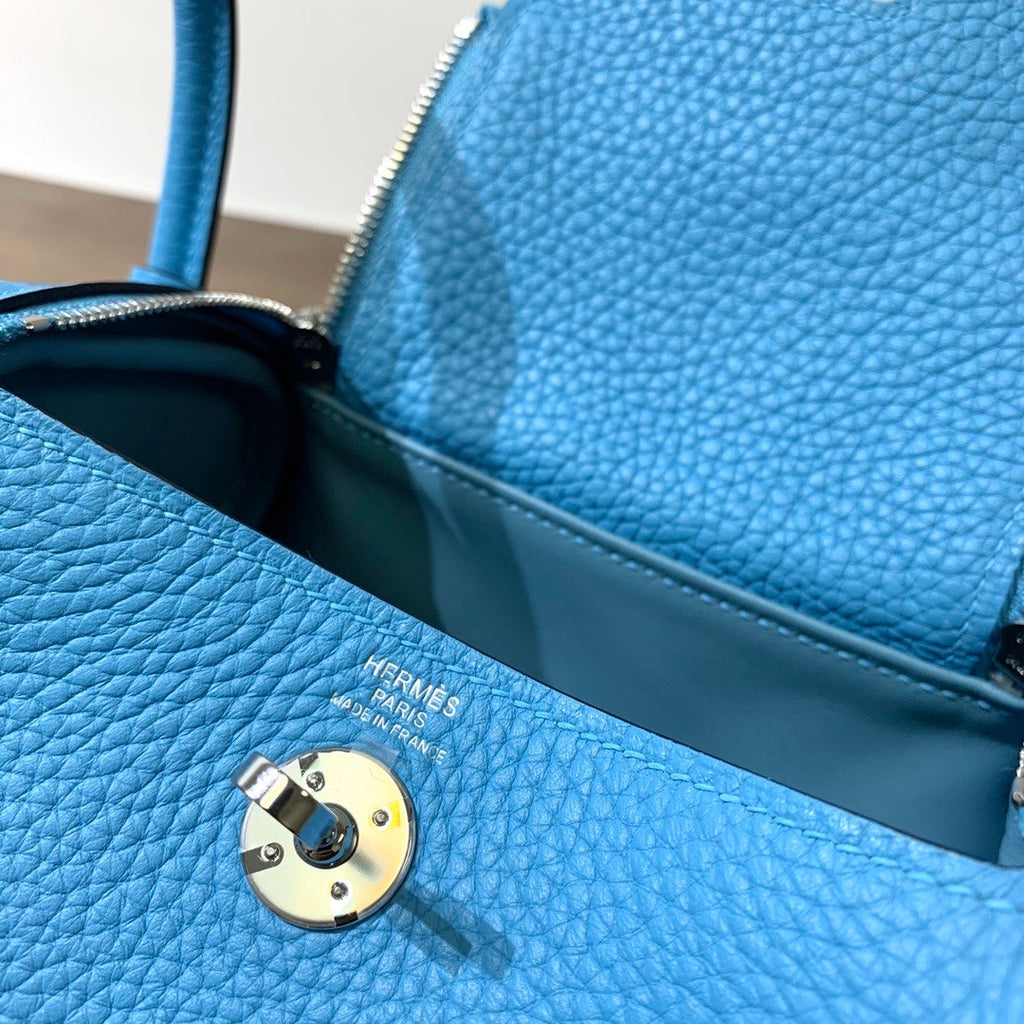 Hermes Mini Lindy 20cm Bag Blue de Nord Togo Palladium Hardware
