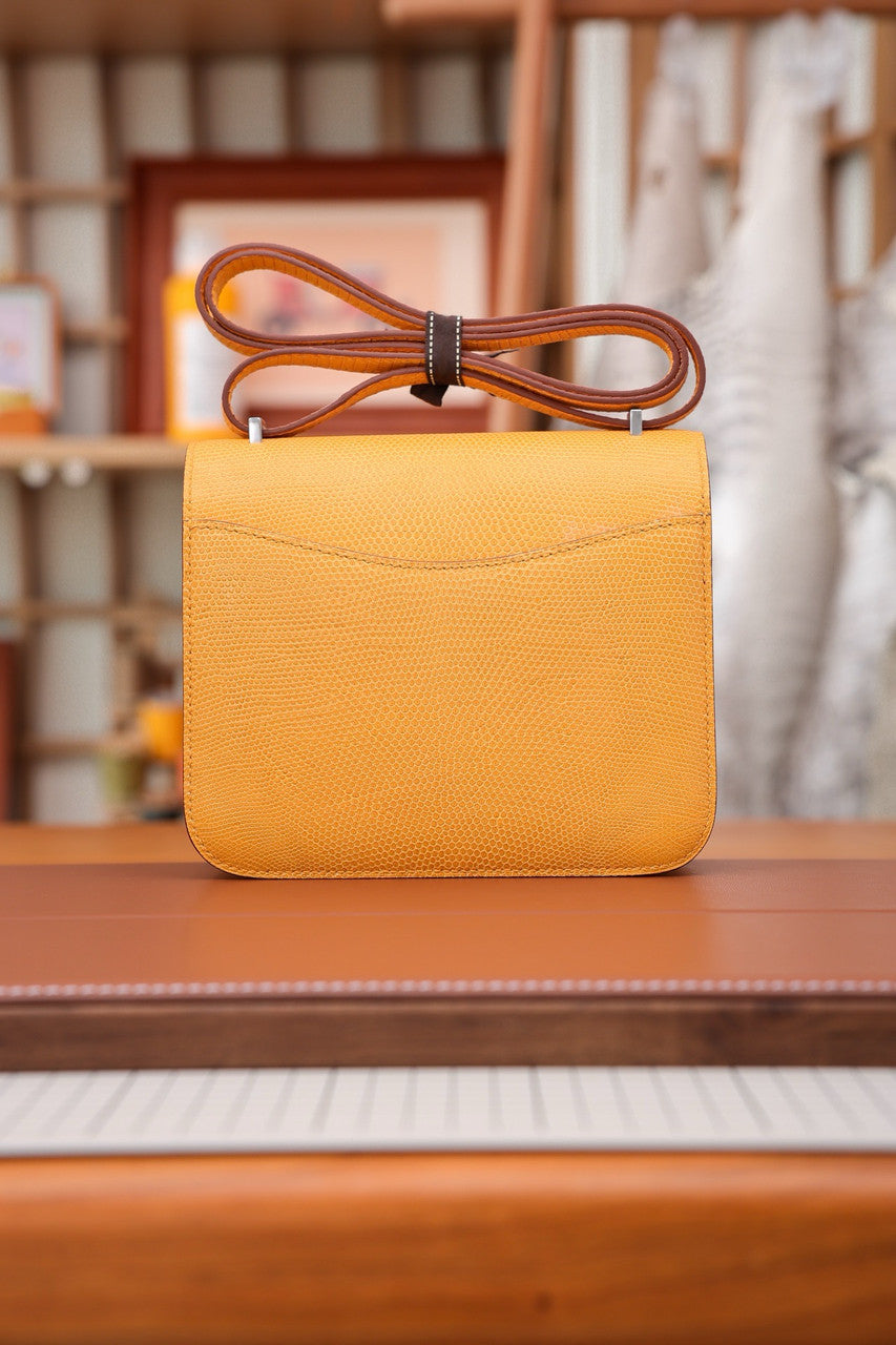 Hermes June D'Or  Constance 18 mini Bougainvillea Lizard bag