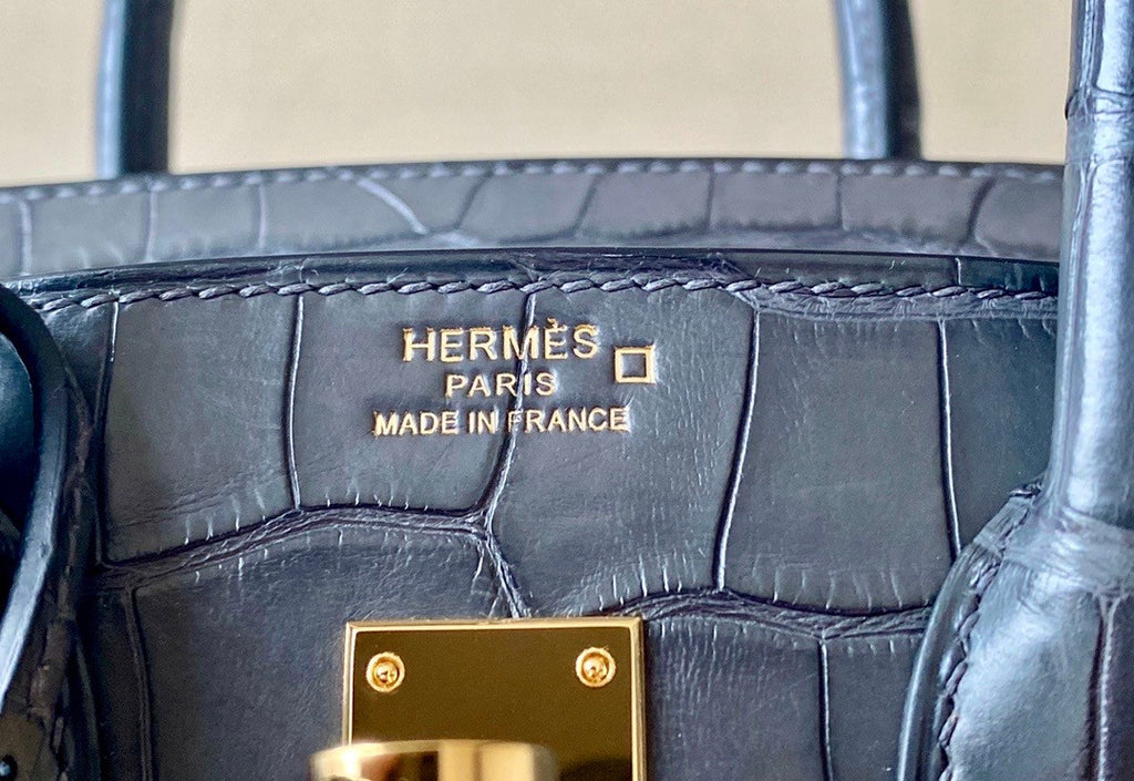 Hermes Birkin 25cm Black Matte Alligator  with Gold hardware