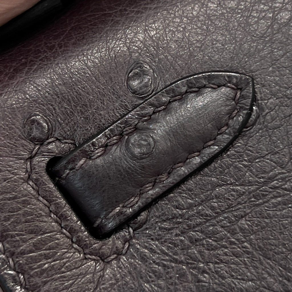 Hermes Black Mini Kelly Pochette Ostrich with Palladium Hardware