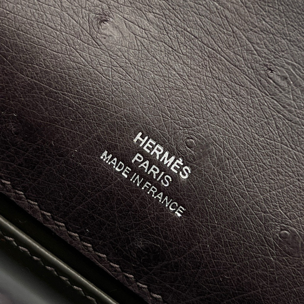 Hermes Black Mini Kelly Pochette Ostrich with Palladium Hardware