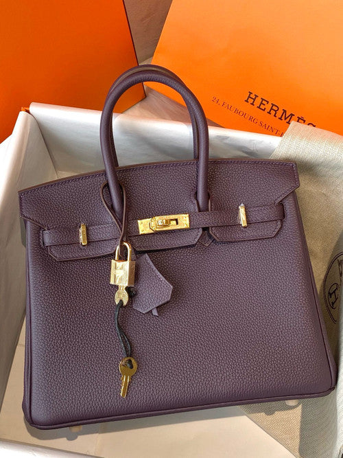 Hermes Raisin Birkin 25 cm Togo Gold Hardware
