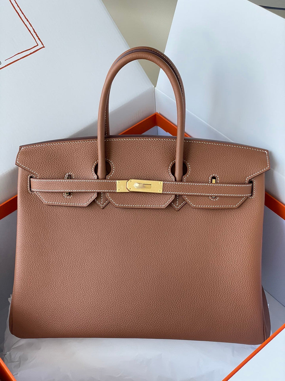 Hermès Birkin 35 cm Gold Togo Leather Gold Hardware