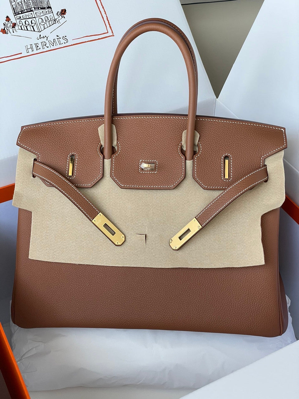 Hermès Birkin 35 cm Gold Togo Leather Gold Hardware