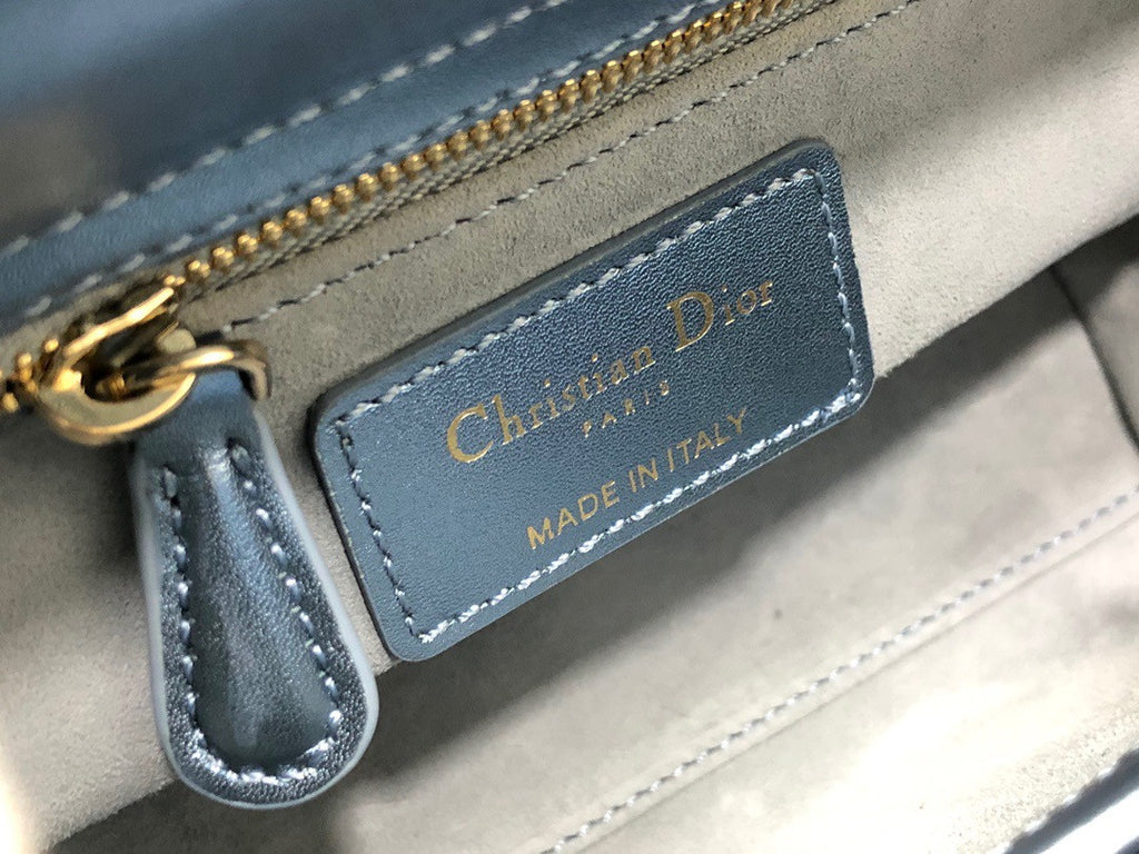 Christian Dior Limited Edition Small Blue Lady Dior bag with crystal and embroidered beads