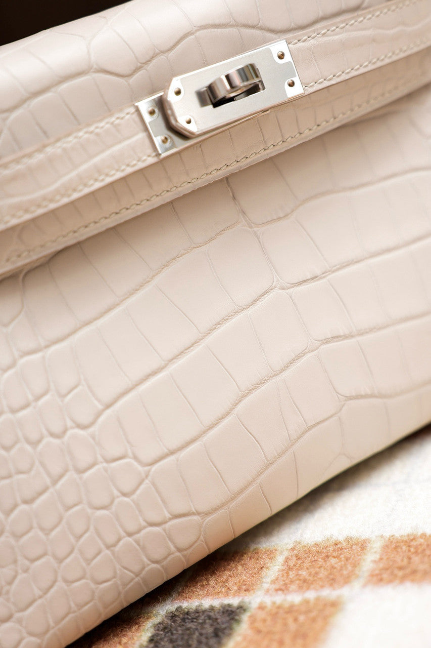 Hermes Craie Mini Kelly II 20 Alligator Palladium Hardware