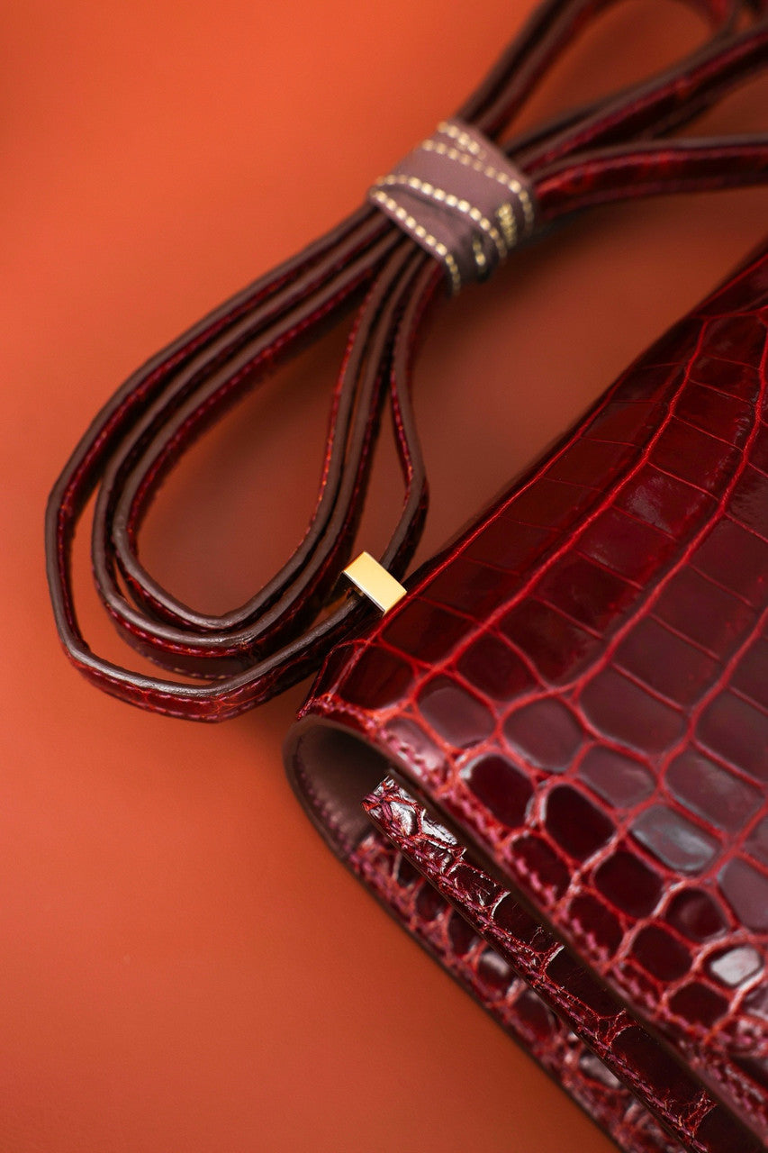 Hermes Bordeaux Constance 18 Crocodile Porosus